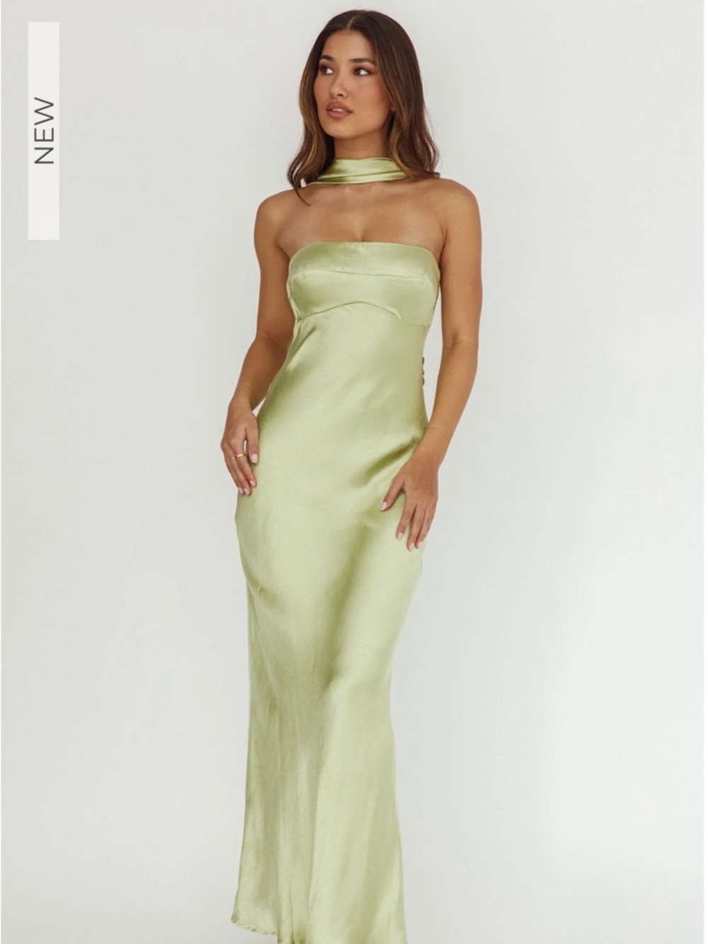 Damsel Reverse Halter Maxi Dress | Pistachio